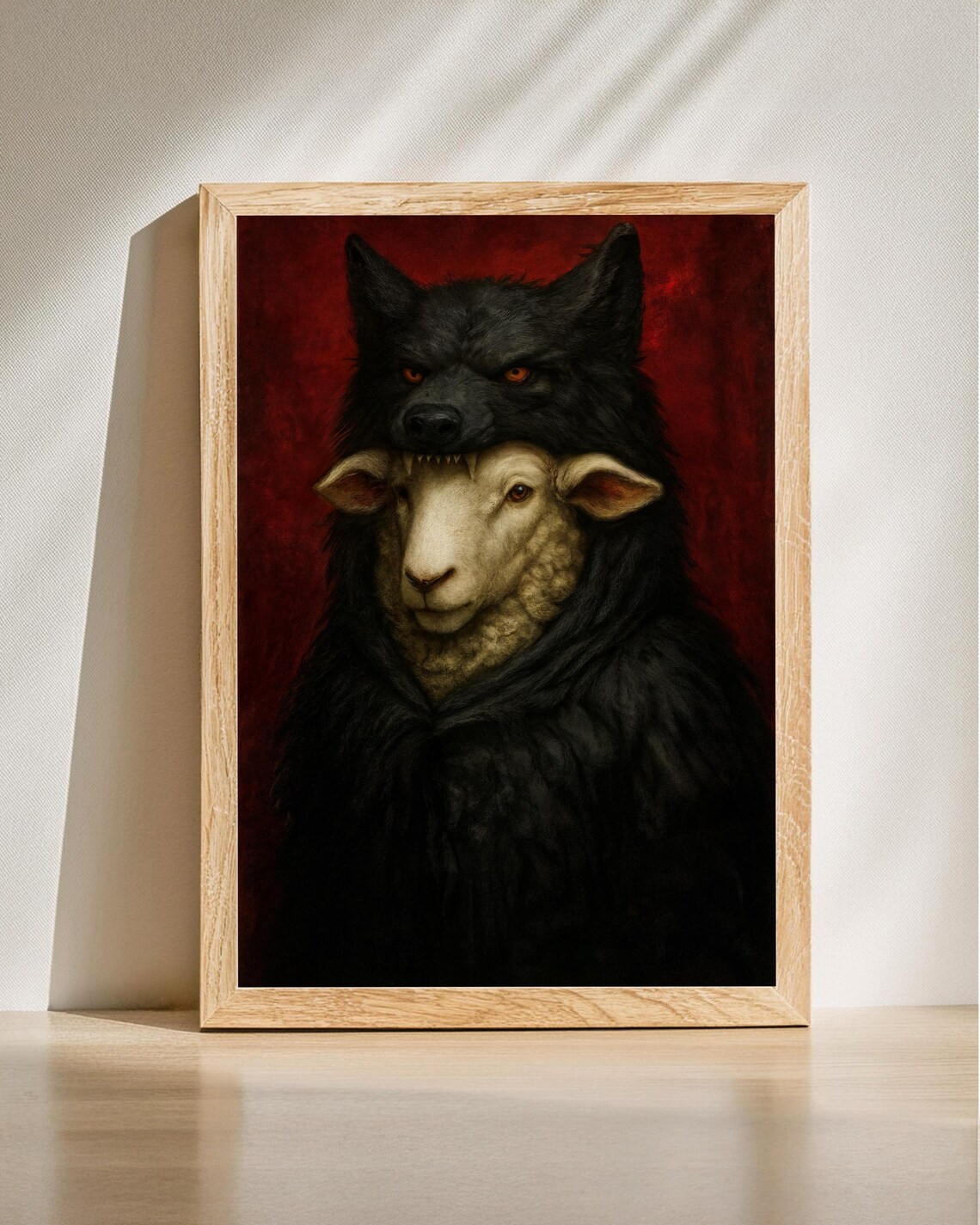 Wolf In Sheep's Clothing Dark Gothic Animal Portrait Painting Poster