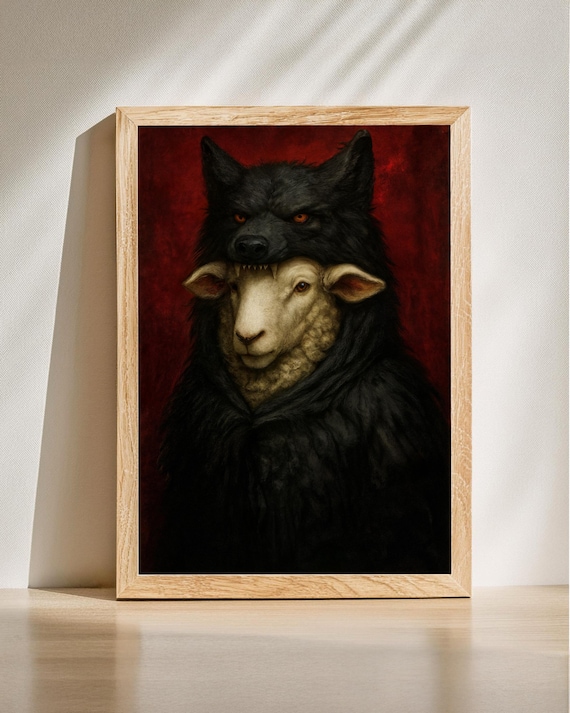 Sheep In Wolfart Dark Surrealism Print Gothic Home Decor Intriguing Animal Portrait