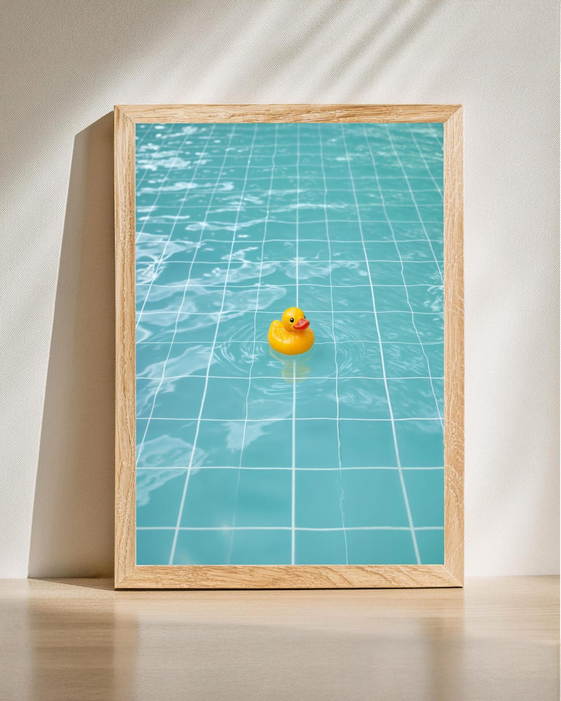 Rubber Duck Print Minimalist Pool Fun Bathroom Decor Contemporary Art Funny Wall