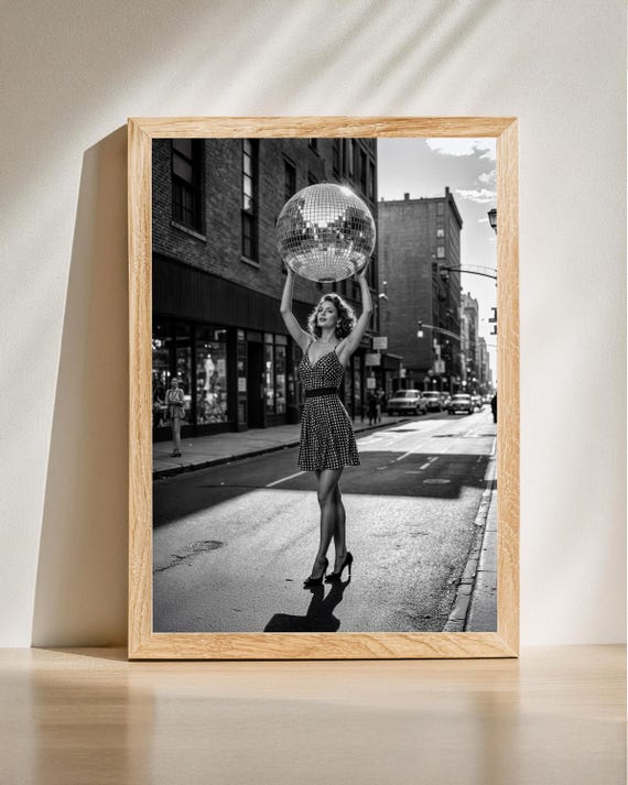 Retro Disco Lady Portrait, Vintage Fashion Poster