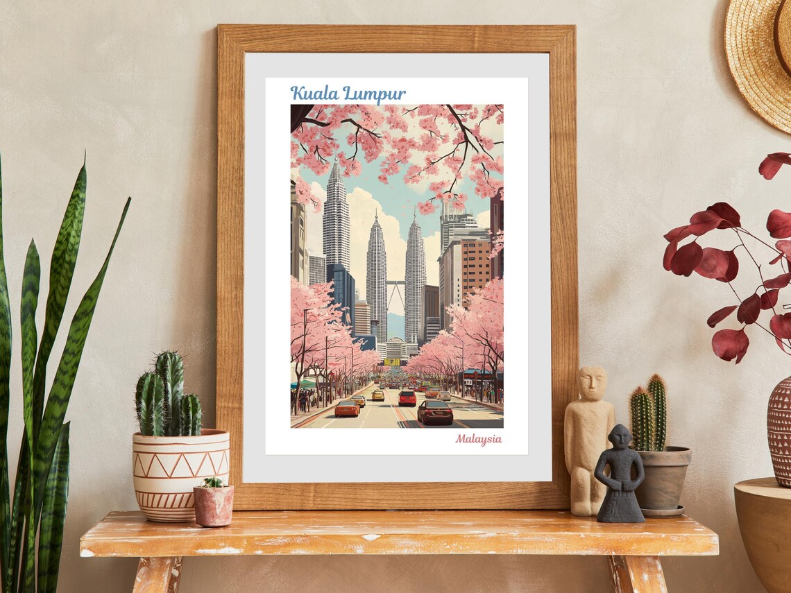 Kuala Lumpur Petronas Twin Towers Blossom Street Malaysia Poster - Image 2