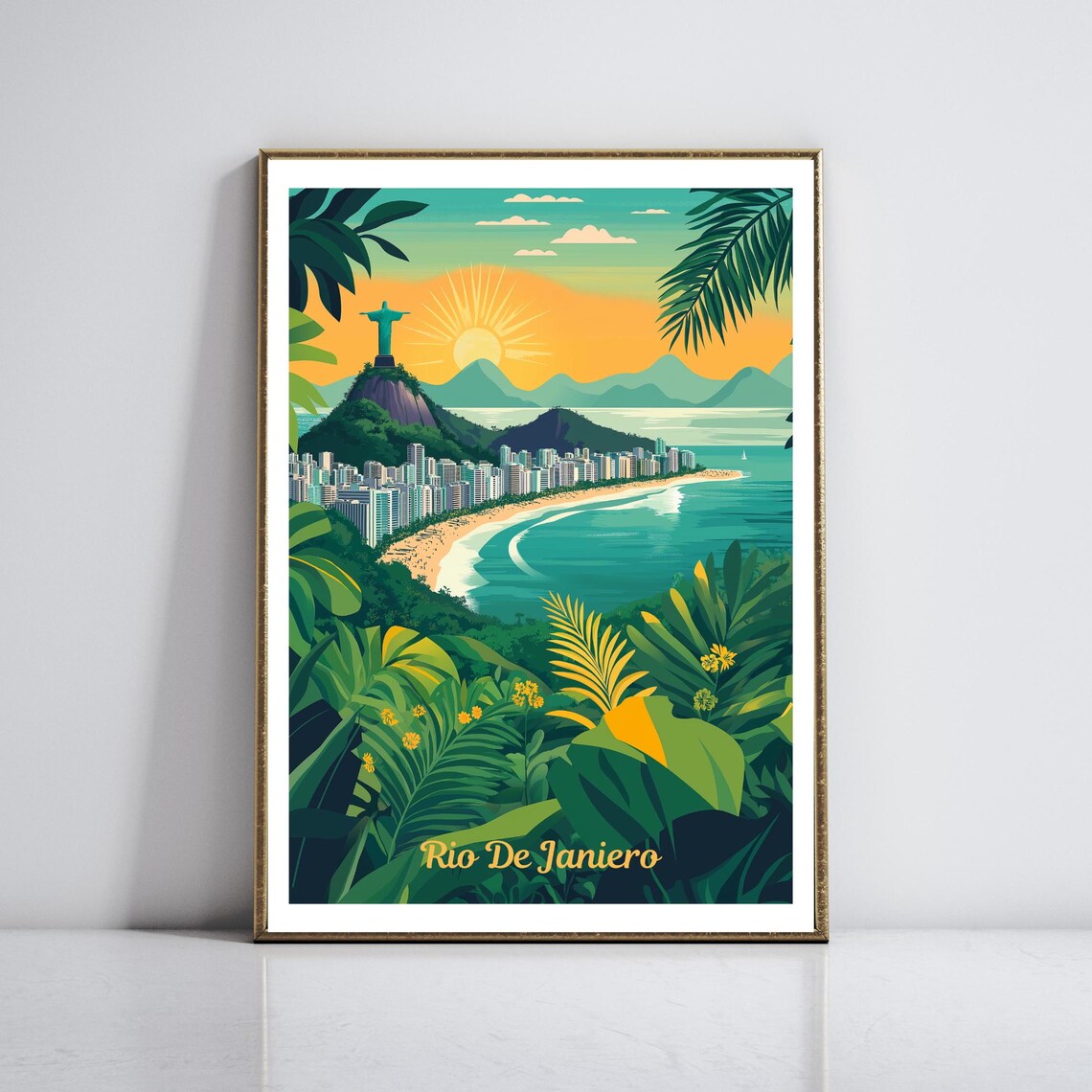 Rio de Janeiro Christ the Redeemer Copacabana Beach Brazil Poster