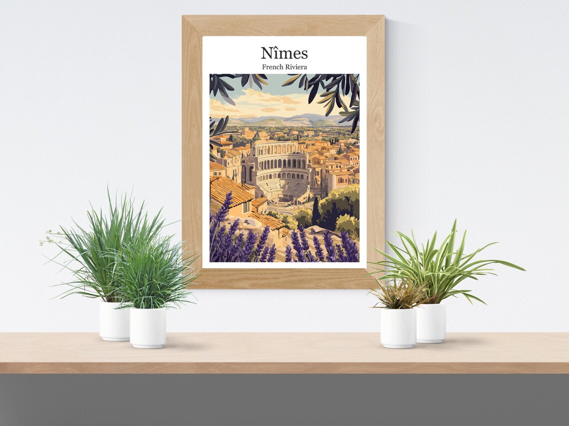 Nimes Roman Arena Lavender Old Town Provence France Travel Poster - Image 2