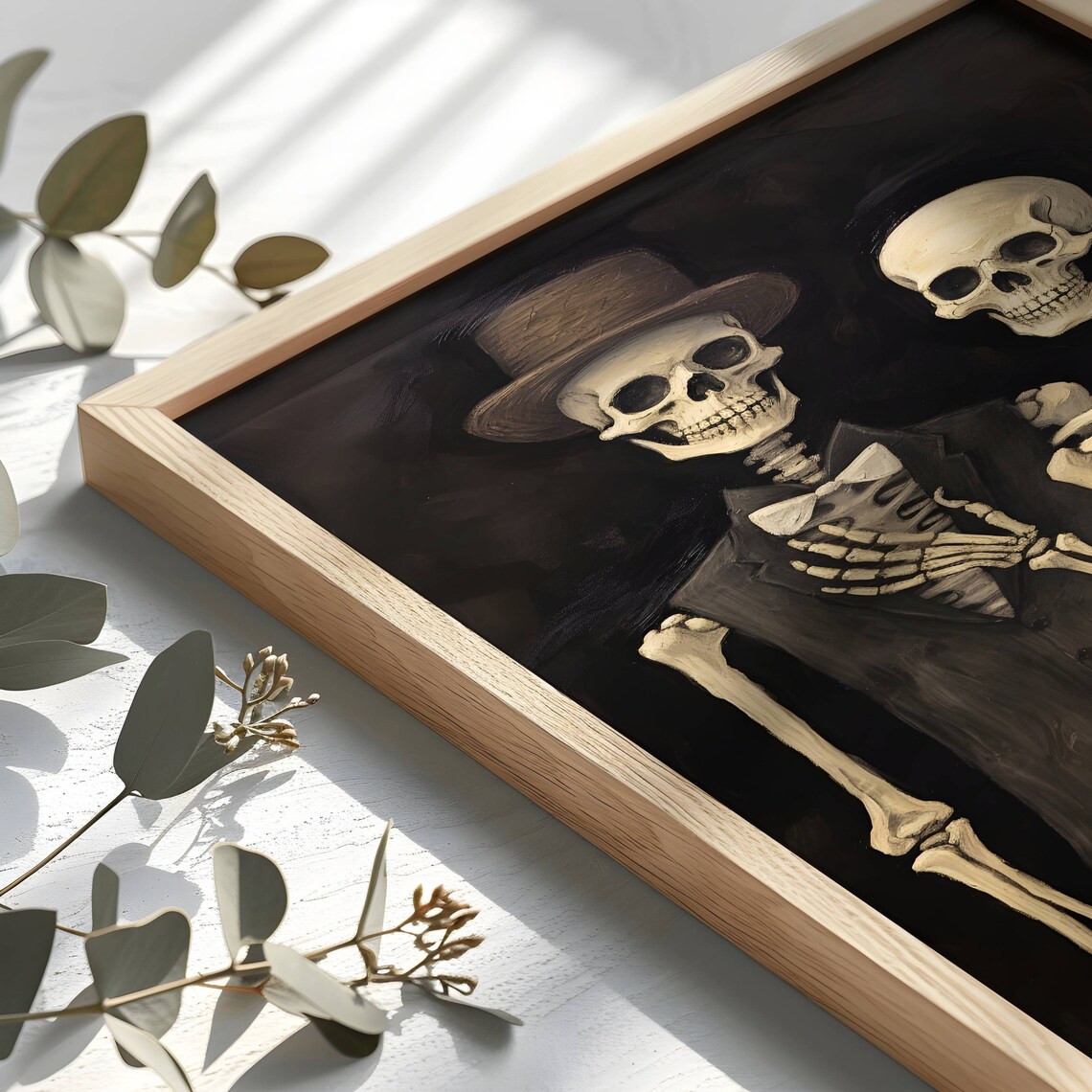 Romantic Skeleton Couple Vintage Gothic Portrait Halloween Poster - Image 2