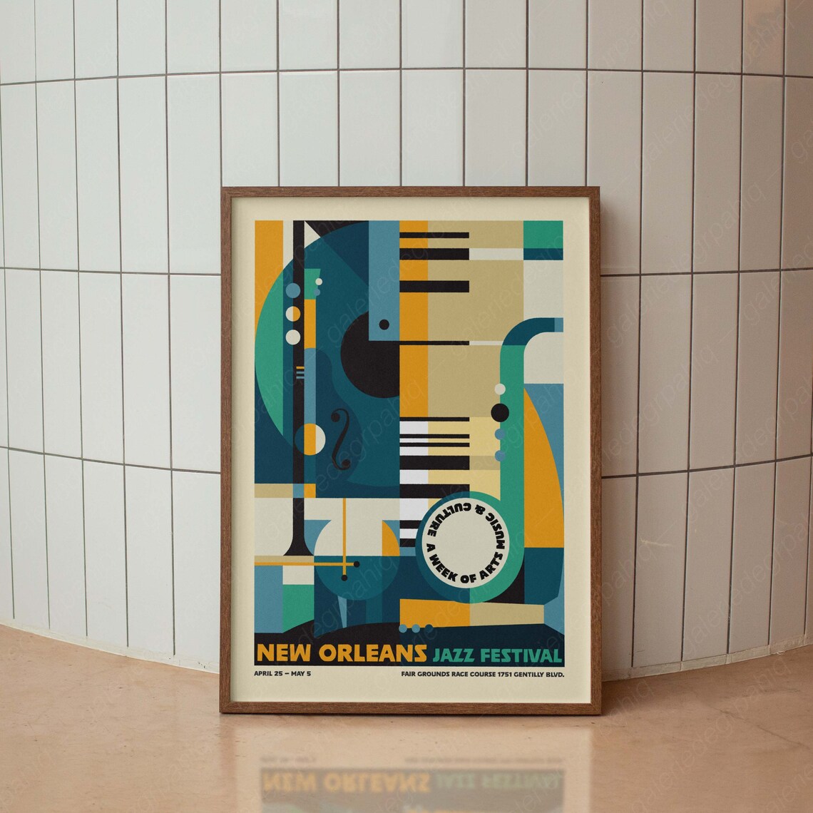 New Orleans Jazz Festival Geometric Music Collage Concert Art Poster