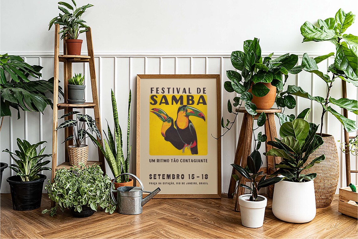 Toucan Samba Festival Vintage Mid-Century Art Print - Image 3