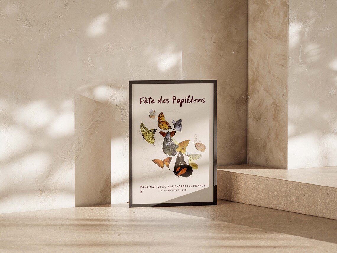 Vintage French Festival Of Butterflies Art Print - Image 4