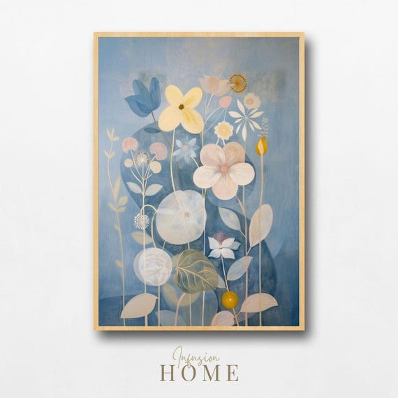 Nordic Floral Print Pastel Wildflowers Spring Botanical Art