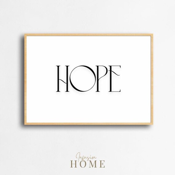 Hope Minimalist Elegant Typography Black White Word Art Poster