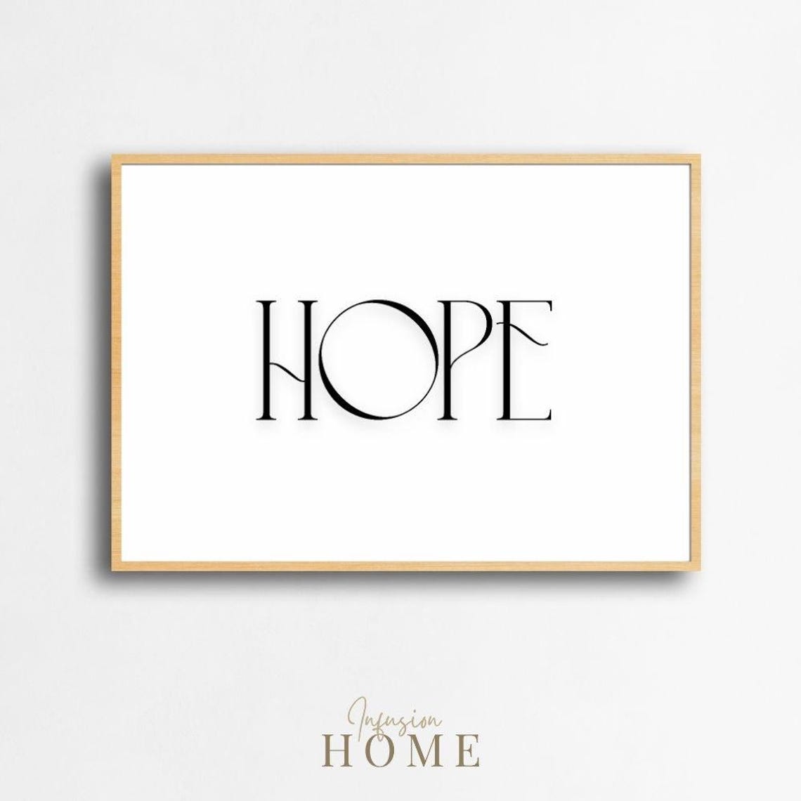 Hope Minimalist Elegant Typography Black White Word Art Poster