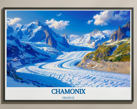 Chamonix Stunning Ski Wall Art Alpine Adventures Captured In Art Collection France Travel Prints