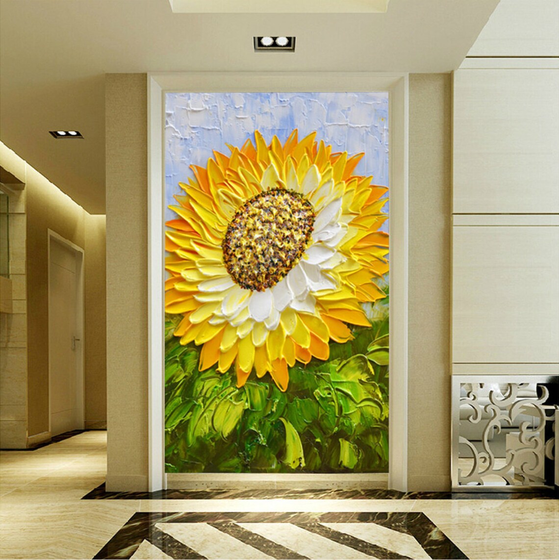 Abstract Sunflower Oil Painting Wall Art Print
