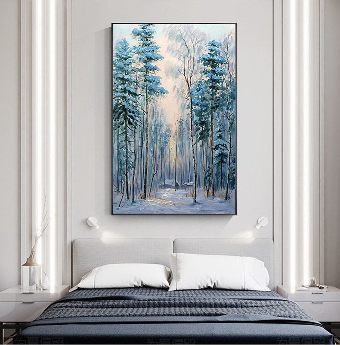 Snowy Winter Forest Serene Blue Tall Winter Landscape Poster - Image 4