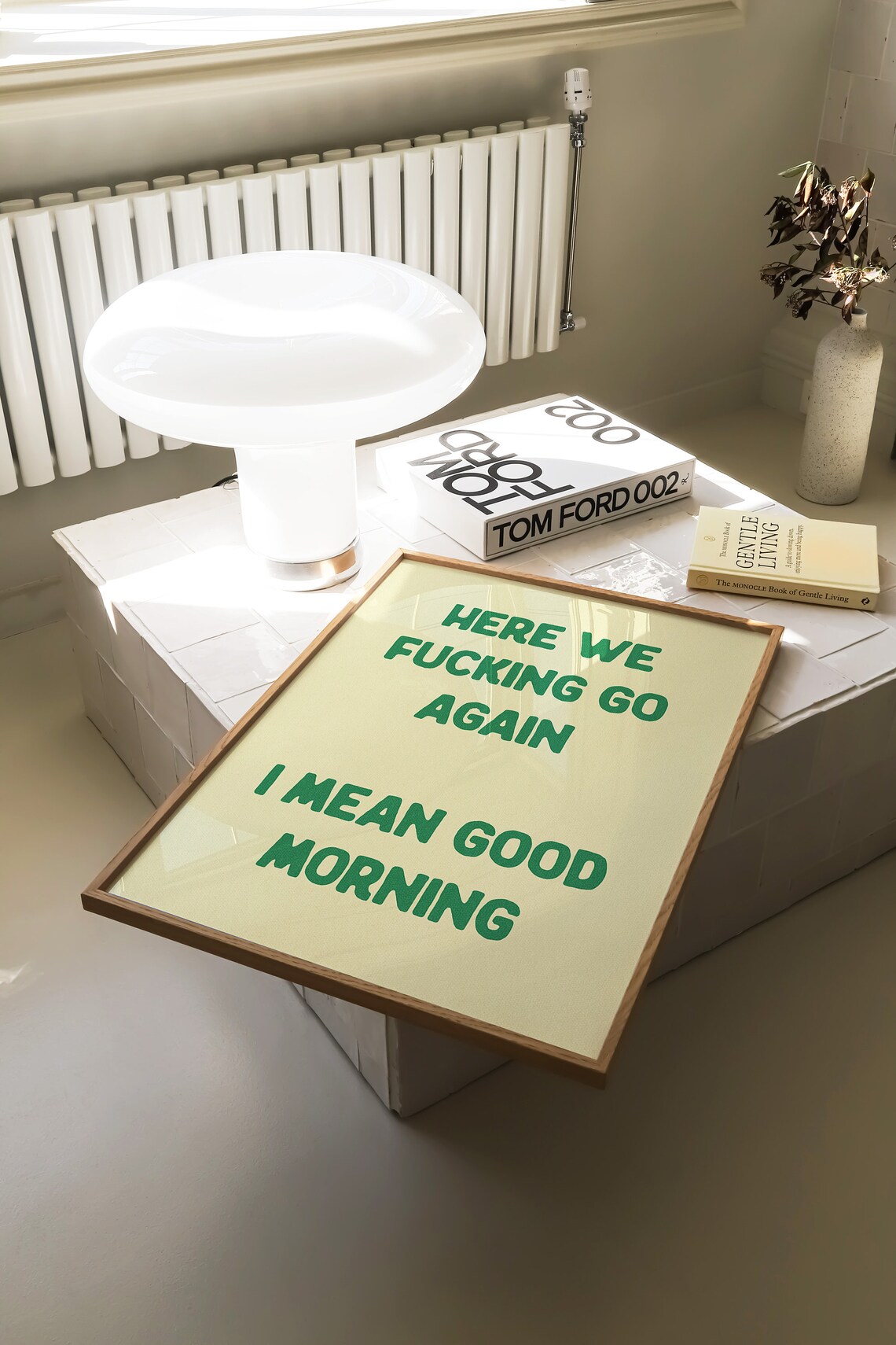 Here We Fucking Go Again Good Morning Poster Green Funny Office Decor - Image 2