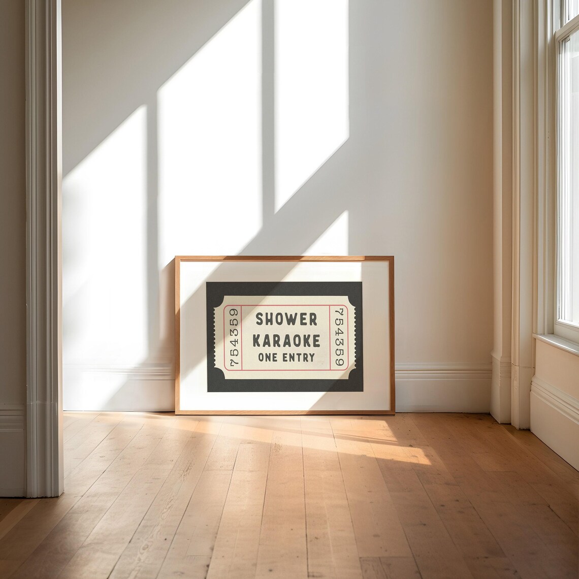 Shower Karaoke Ticket, Retro Bathroom Wall Art Print - Image 2