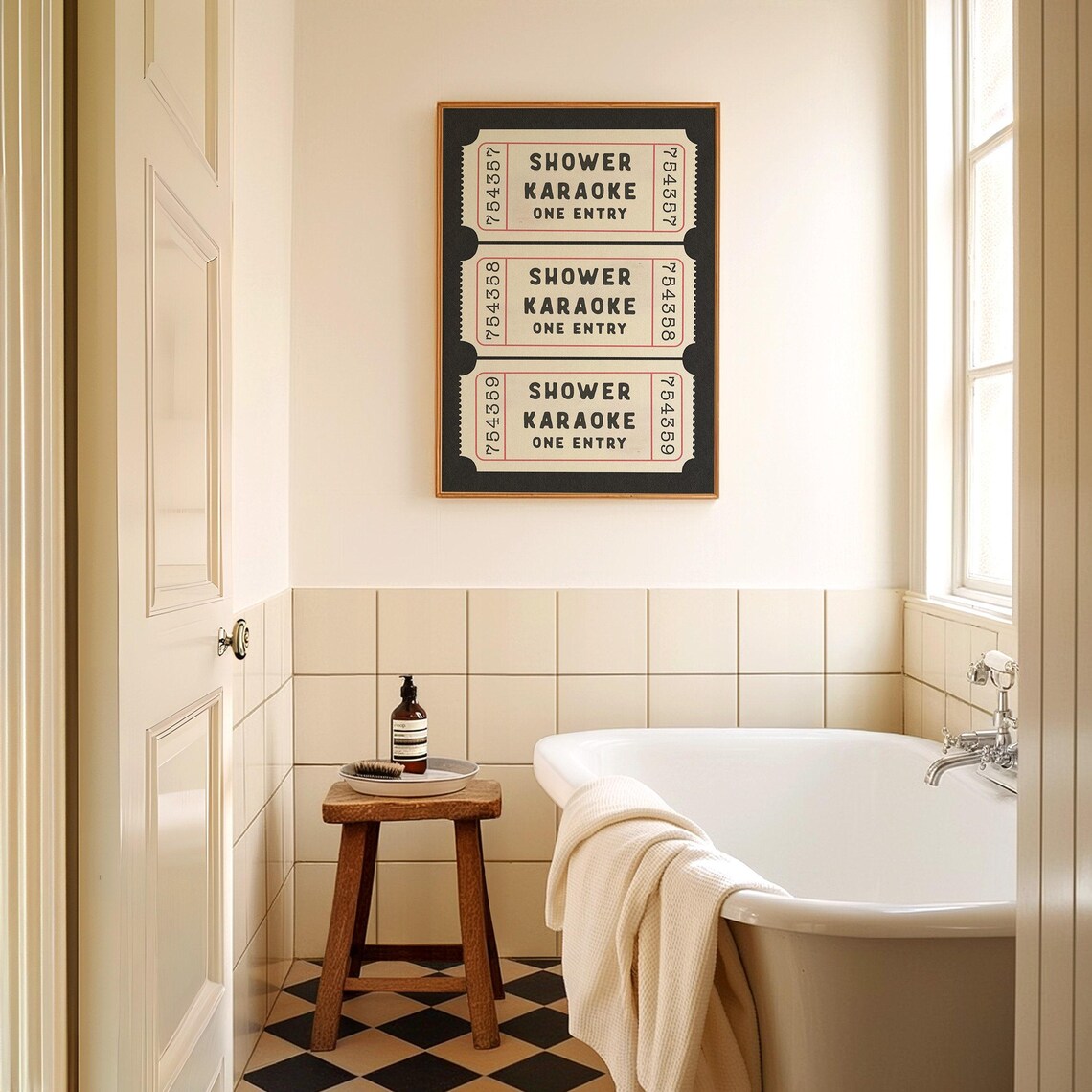 Shower Karaoke Ticket Print, Retro Bathroom Poster - Image 4