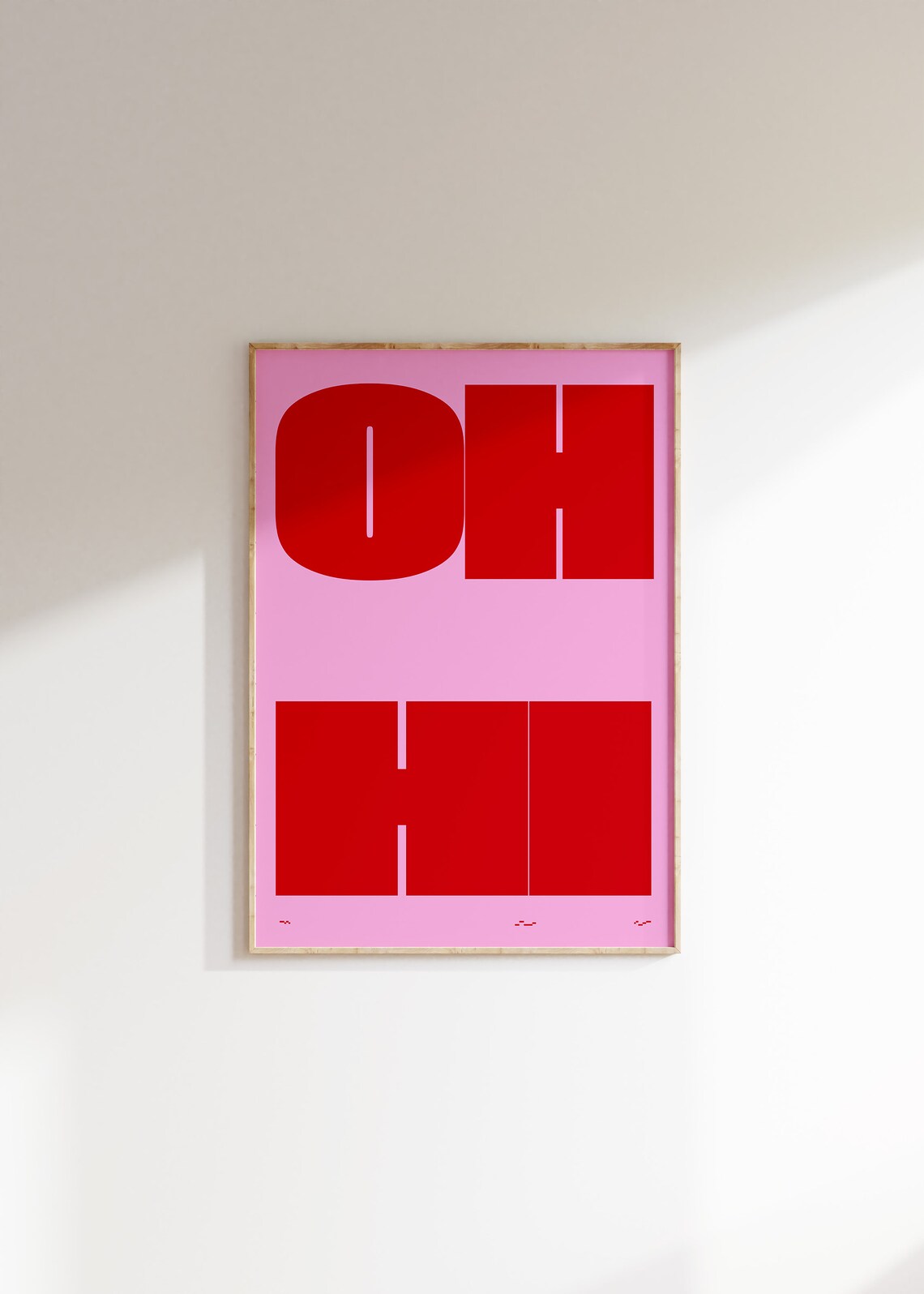 Oh Hi Pink Red Typography Art Print, Retro Welcome - Image 4