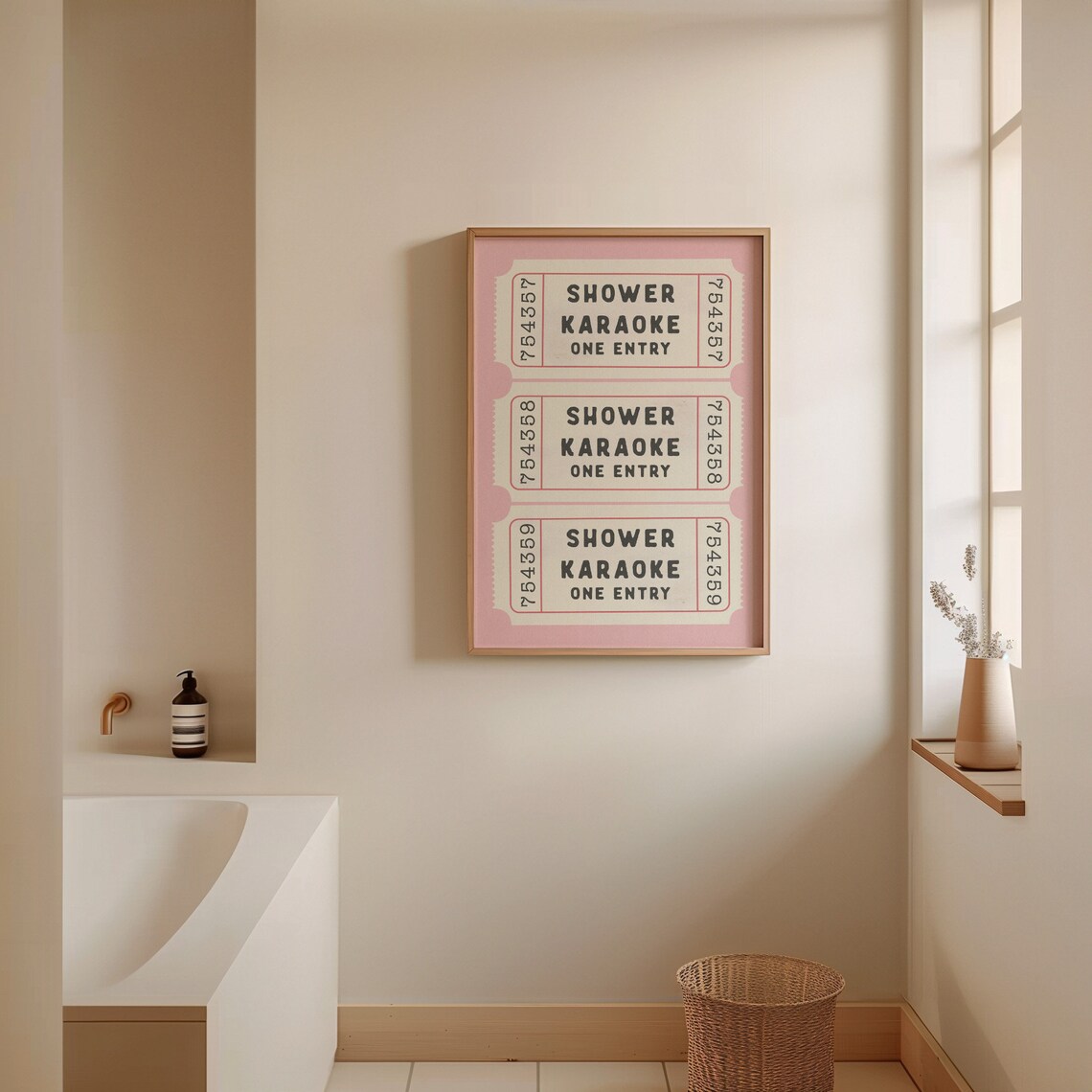 Shower Karaoke Pink Bathroom Poster Print - Image 2