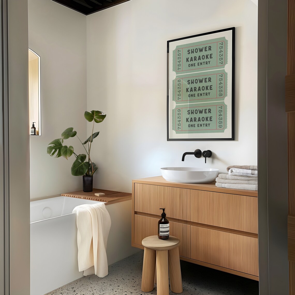 Shower Karaoke Ticket Print, Funny Bathroom Wall Art - Image 3