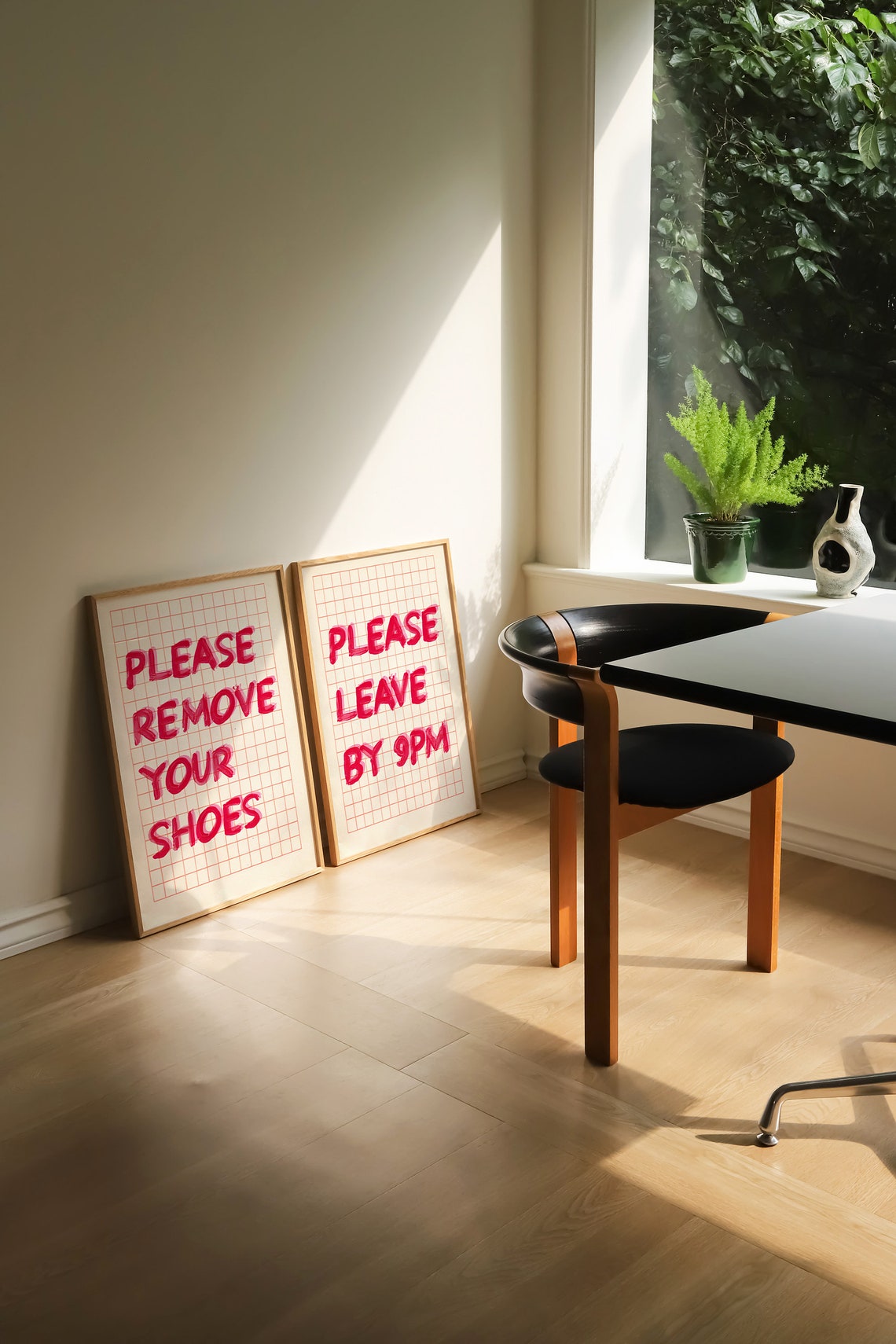 Please Leave By 9PM Funny Goodbye Pink Grid Party Sign Poster - Image 3