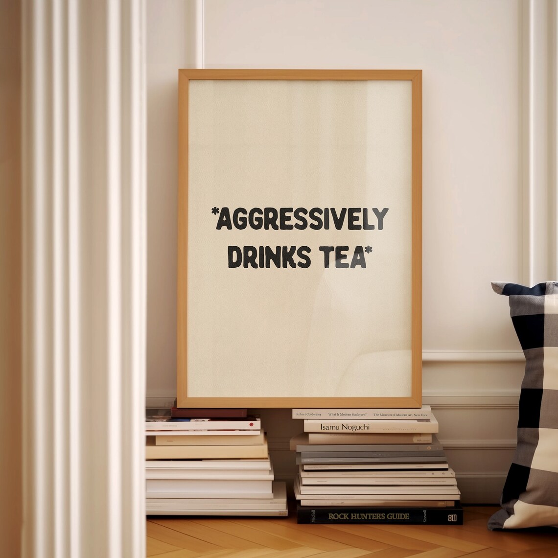 Aggressively Drinks Tea Funny Kitchen Typography Poster - Image 3