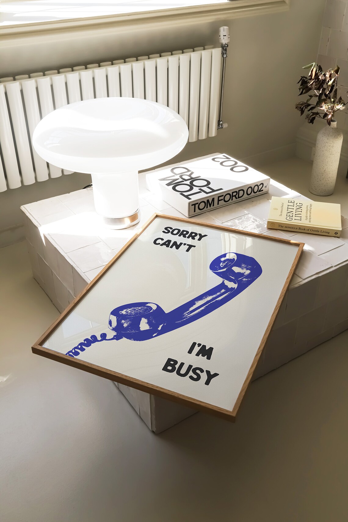Sorry Can't I'm Busy Blue Vintage Phone Funny Sarcastic Quote Poster - Image 2