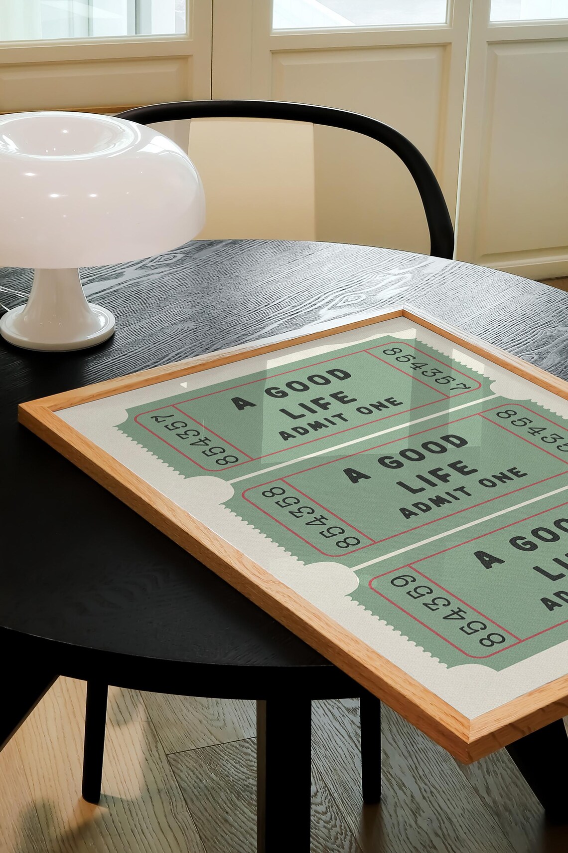 A Good Life Ticket Art Print, Retro Typography Quote - Image 4