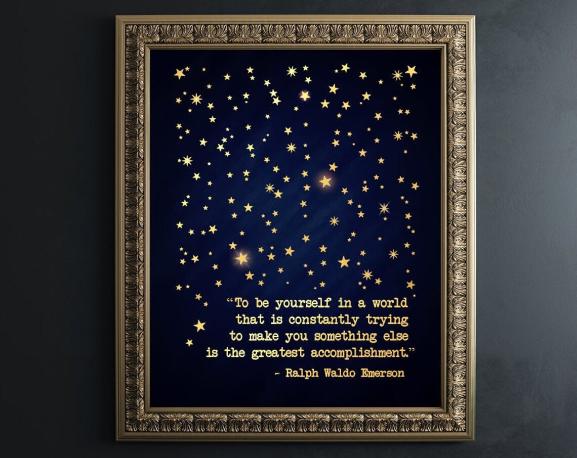 Ralph Waldo Emerson Quote, Gold Foil Inspirational Art Print