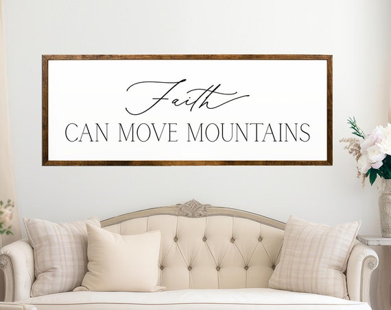 Faith Can Move Mountains Bible Verse Scripture Wall Art Nursery Decor Christian Gift Inspirational