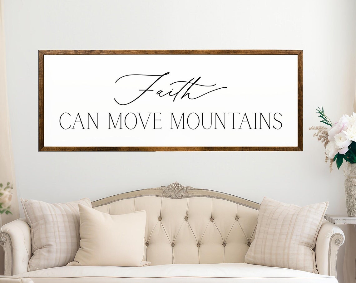 Faith Can Move Mountains Bible Verse Scripture Wall Art Nursery Decor Christian Gift Inspirational