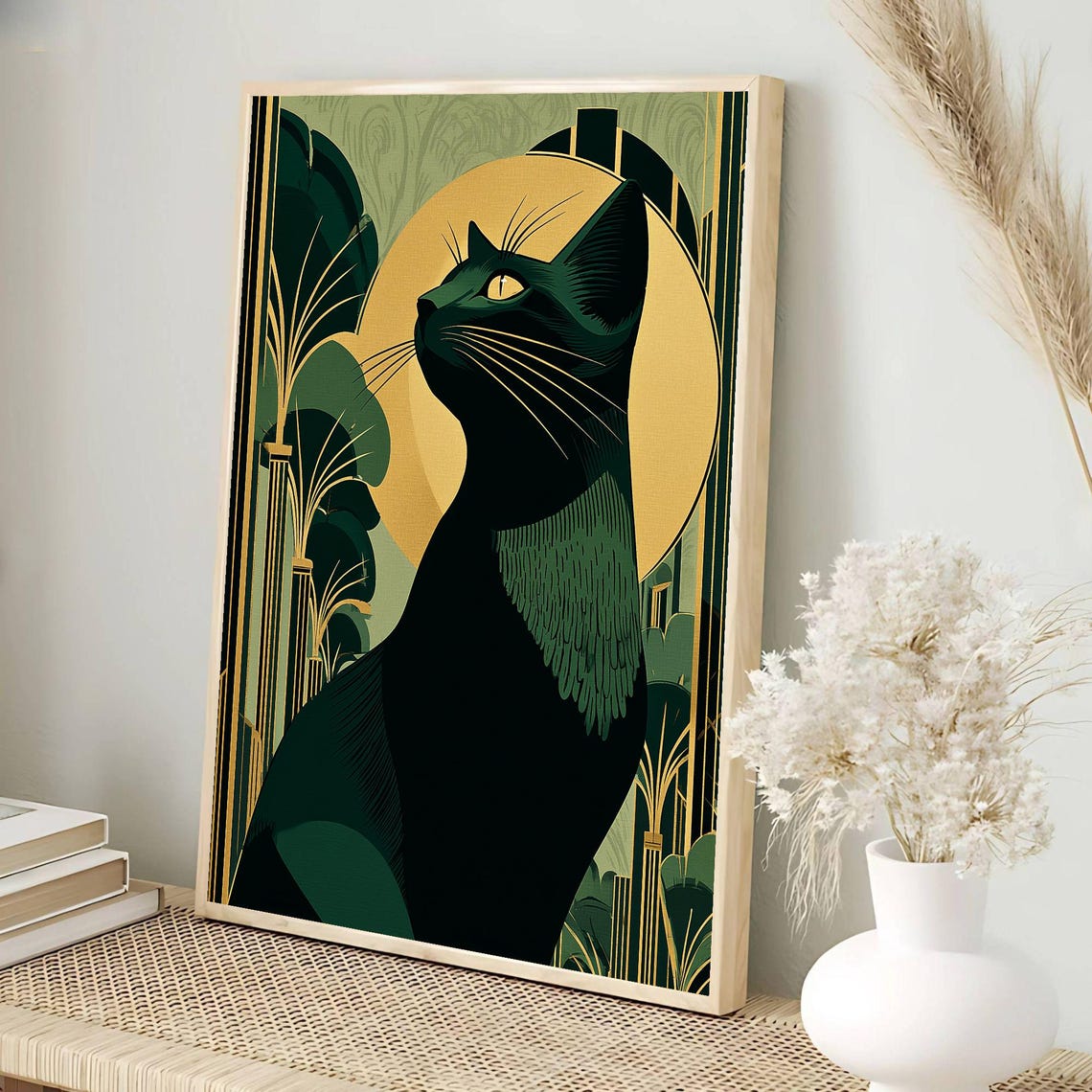 Art Deco Cat Print, Vintage Wall Poster - Image 2