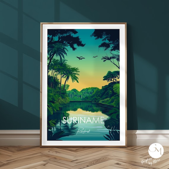 Suriname Rainforest Poster Exotic Nature Lush Flora Amazon Landscape Art Tropical Wilderness