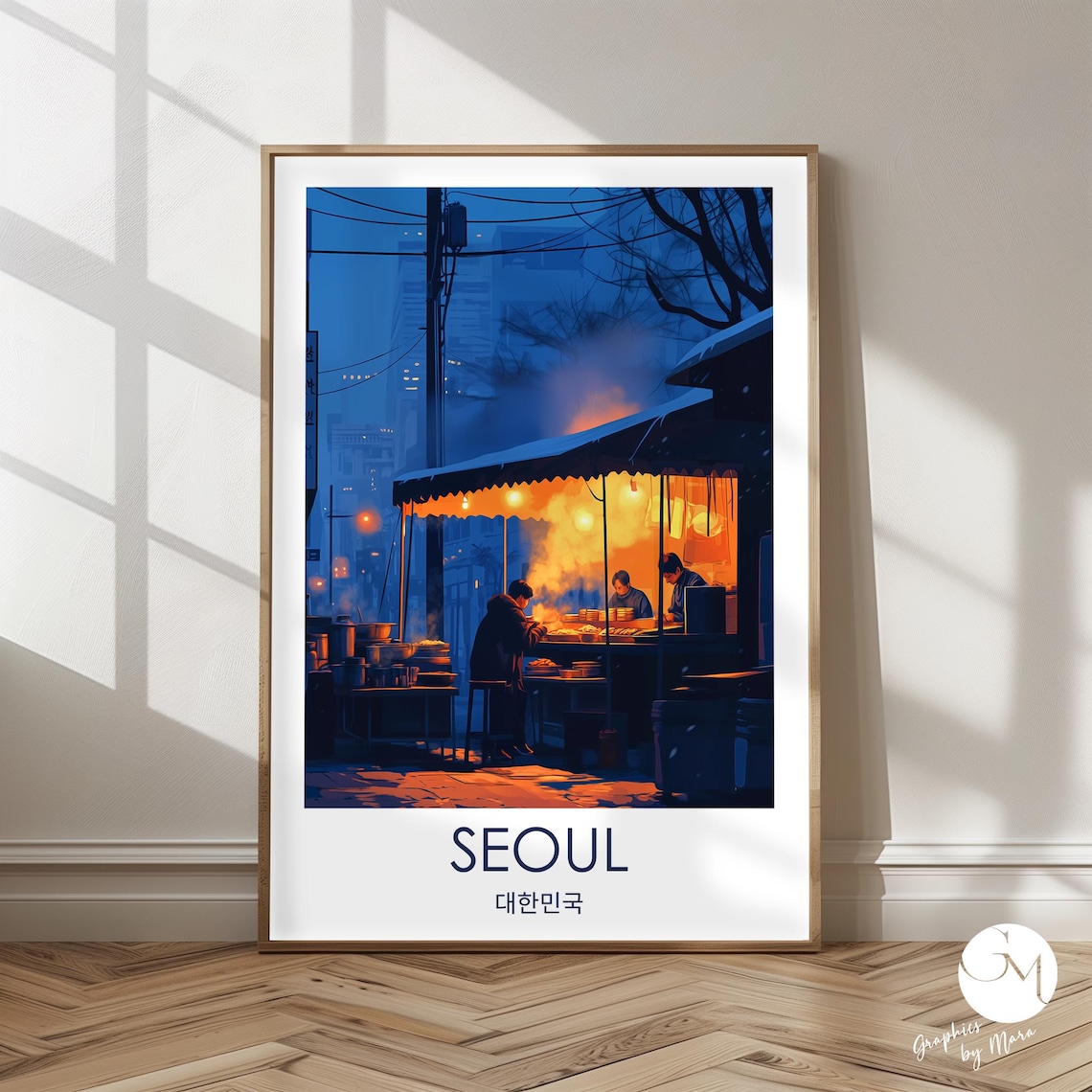 Seoul Poster, South Korea Night Alley Travel Poster