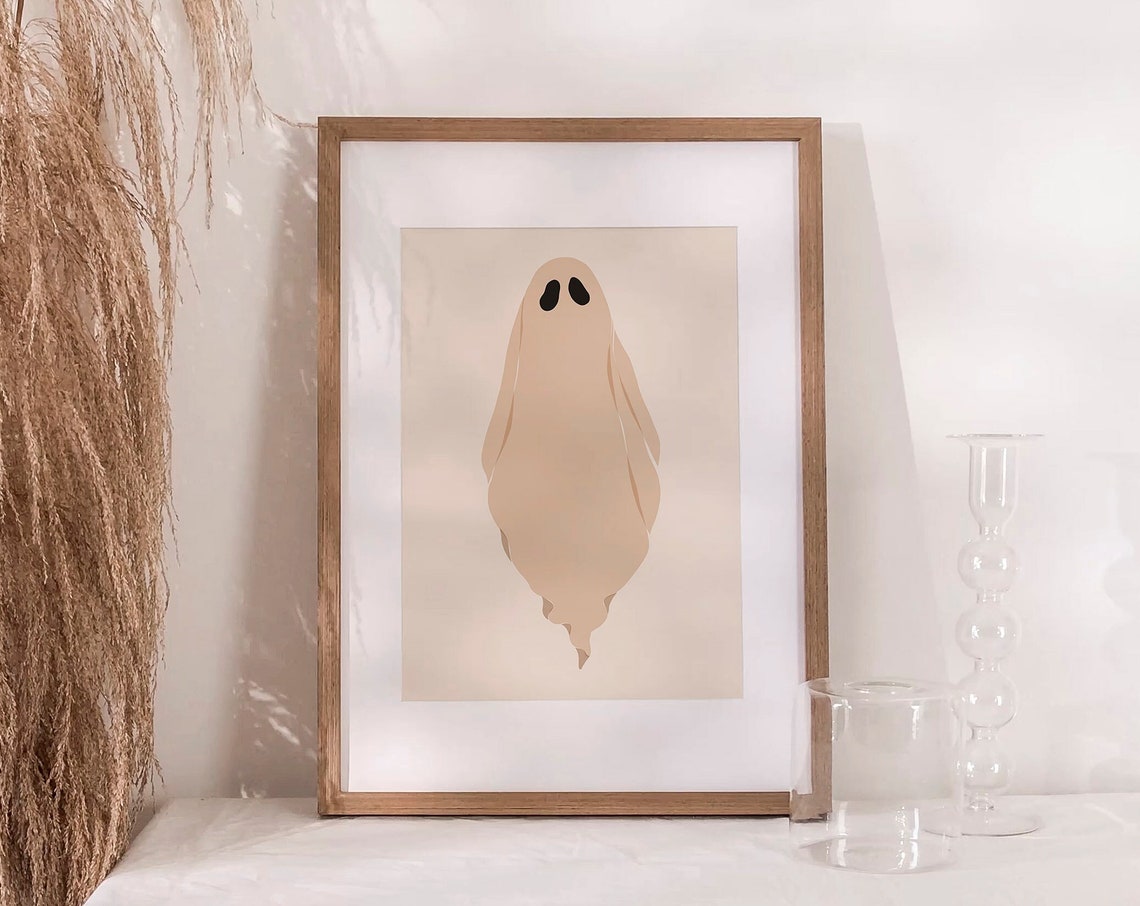 Minimalist Spooky Ghost Illustration Cute Spooky Wall Decor Modern Halloween Print Autumn Decor Ghostly Art Print Instant - Image 3