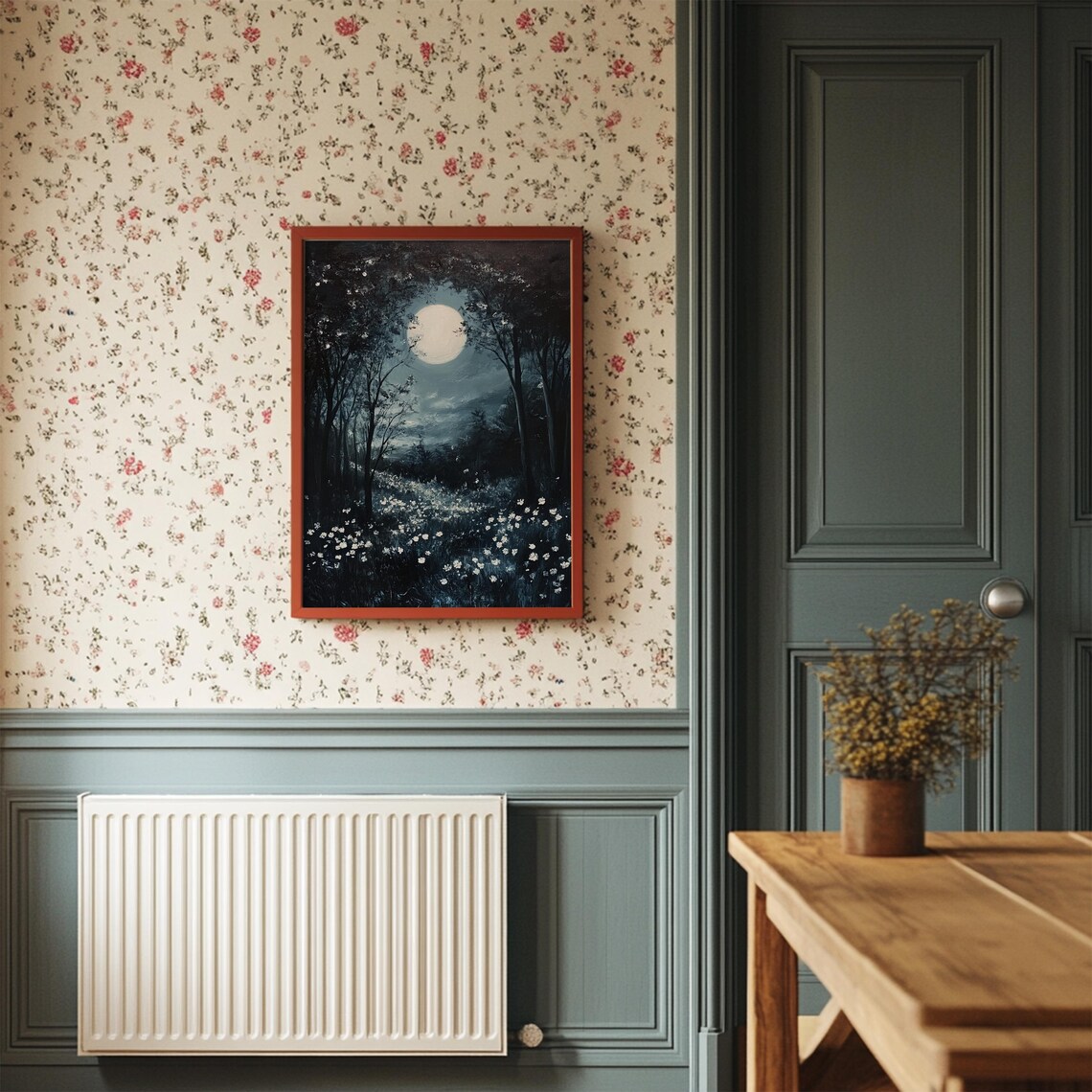 Moody Moon Above Woodland Art Print, Cottagecore Night - Image 2