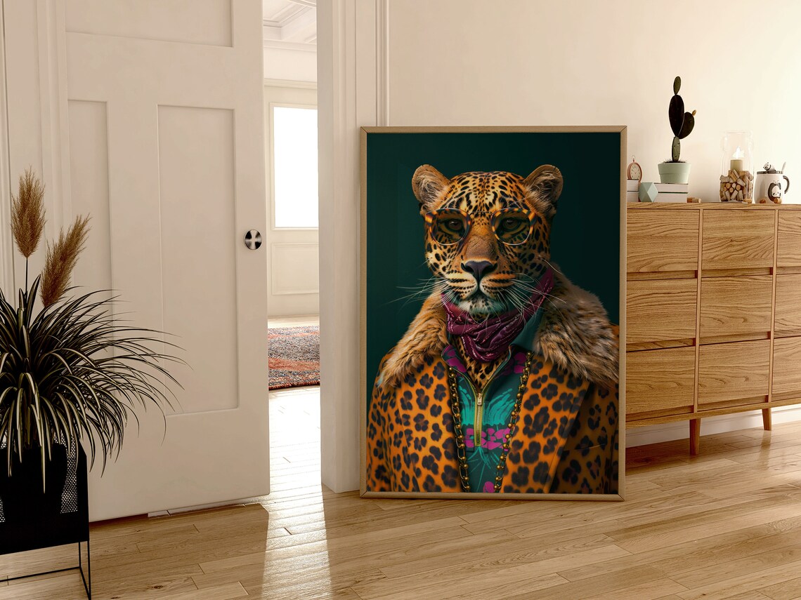 Leopard in Sunglasses, Maximalist Animal Portrait - Image 2
