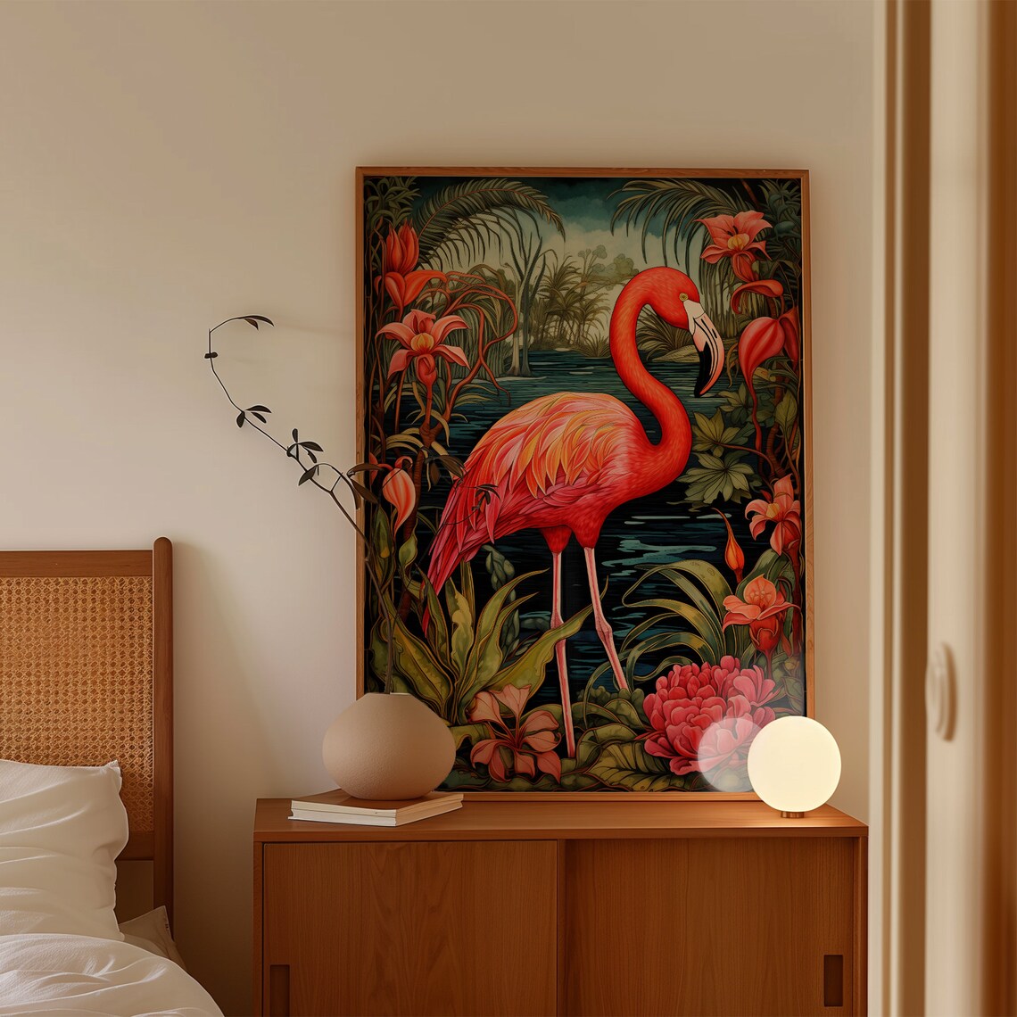 Botanical Flamingo William Morris Style Art Print - Image 4