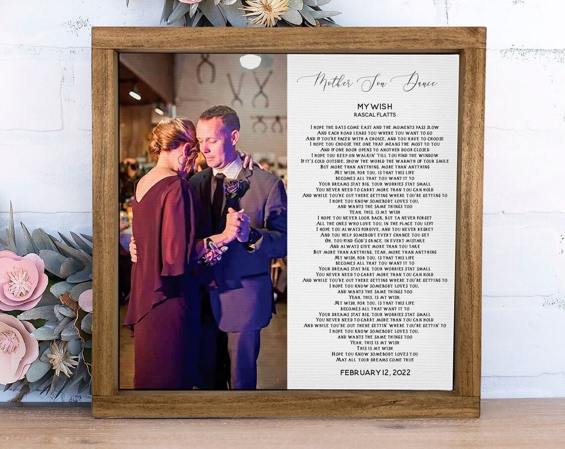 Mother Son Dance My Wish Rascal Flatts Wedding Lyrics Photo Poster