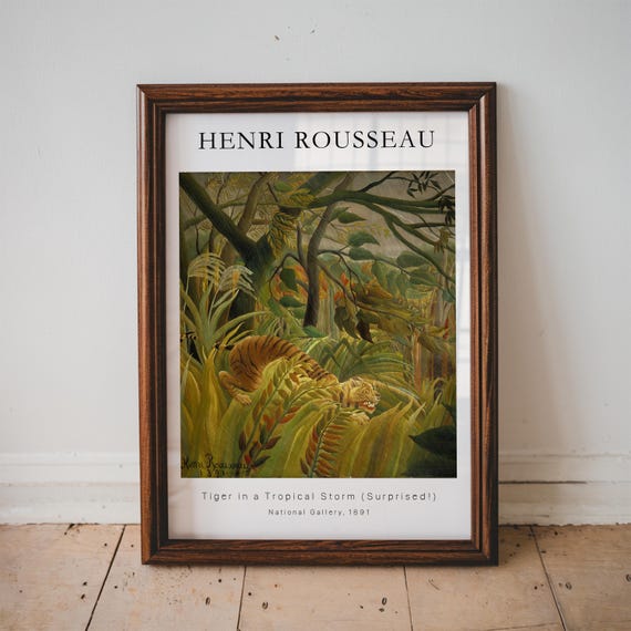Surprised Tiger Henri Rousseau Fine Art Wall Decor Famous Painter Prints French Painting Vintage Poster Tropical
