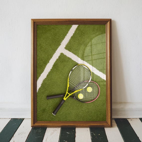 Tennis Wall Art Print Racket On Grass Stylish Home Decor Sports Lover Gift Unframed