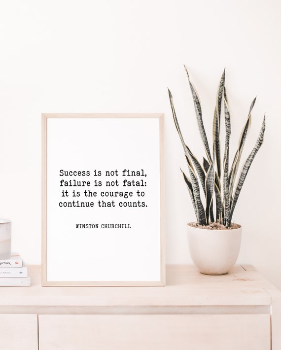 Winston Churchill Quotes Success Quote Inspirational Wall Art Motivational Decor Bedroom