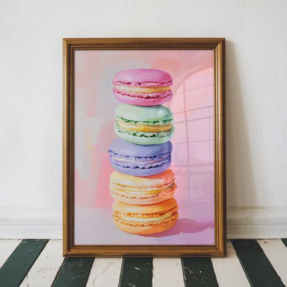 Macaron Painting Kitchen Wall Art Print Colorful Home Decor Pastel Trendy Dopamine Unframed