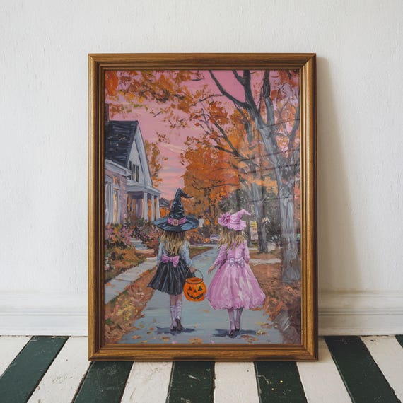A Night Of Trick Or Treating Cute Halloween Home Decor Apartment Air Bnb Unframed