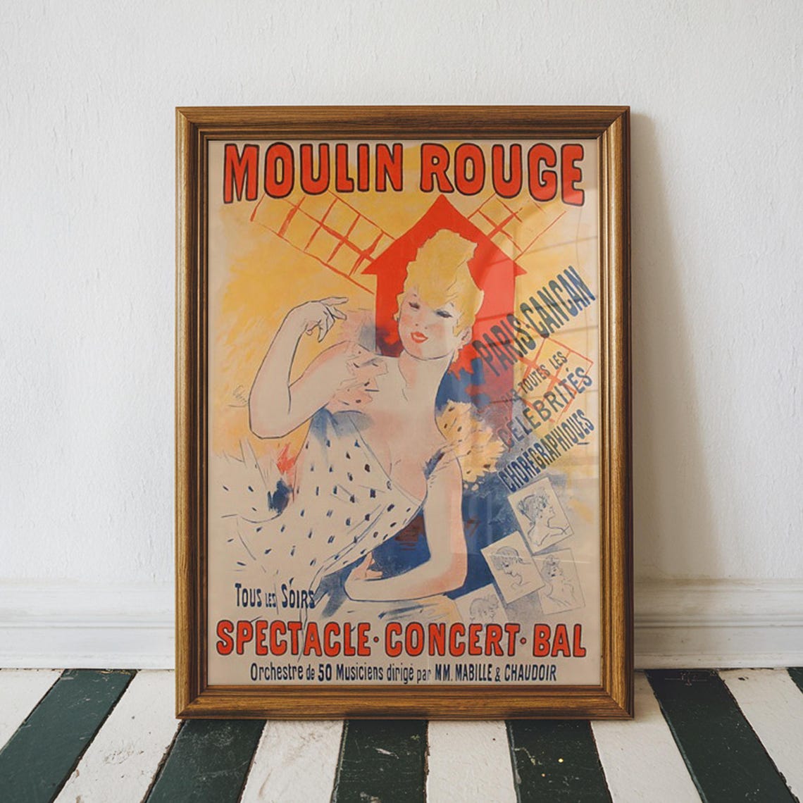 Moulin Rouge Paris Cancan Vintage French Cabaret Poster Artwork