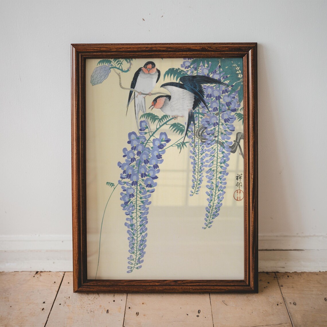 Ohara Koson Swallows Wisteria Japanese Vintage Bird Print Art