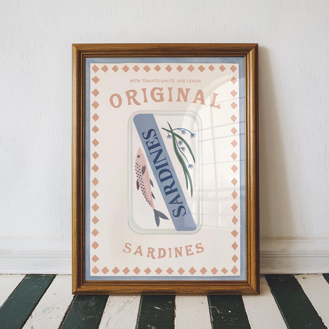 Original Sardines Tin Vintage Style With Tomato Sauce and Lemon Poster