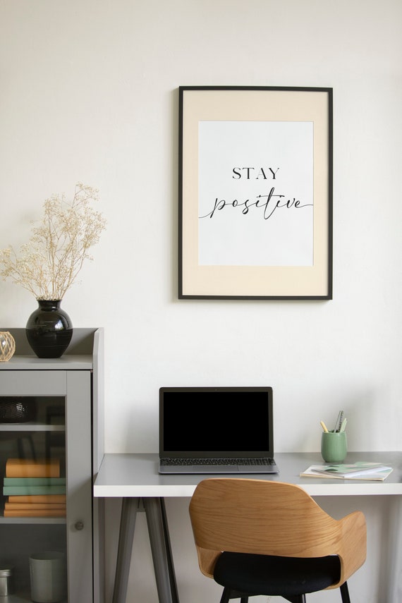 Office Wall Art Decor Work Hard Sign Home Inspirational Tryptic Stay Positive Make It Happen