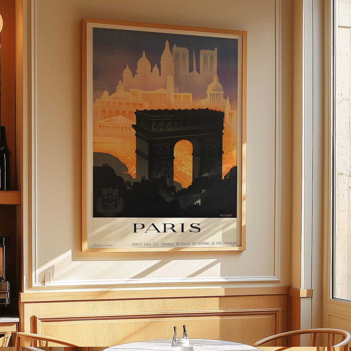 Paris France Arc De Triomphe Vintage French Railway Travel Poster