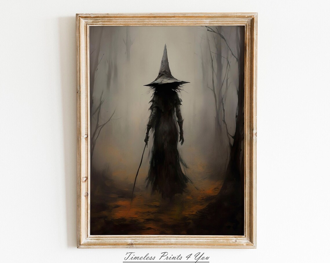 Witchcore Witch Art, Rustic Halloween Art Print
