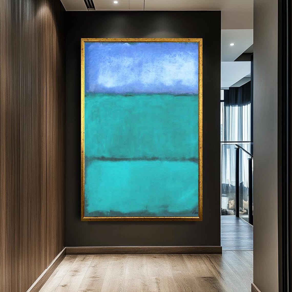 Mark Rothko Style Sky Blue Turquoise Color Field Abstract Poster - Image 2